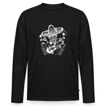 Conception de cadeau squelette amusant de la fête des morts Mariachi - T-shirt manches longues Premium bio Homme - noir - Devant - Nico (187cm)