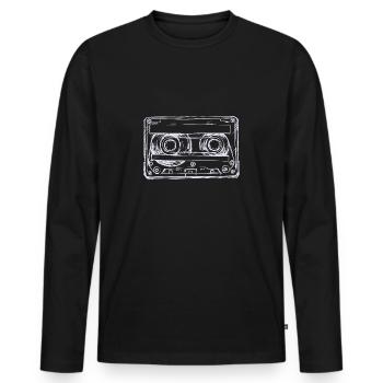 Retro Musik Kassette - Männer Premium Bio Langarmshirt - Schwarz - Vorne - Nico (187cm)
