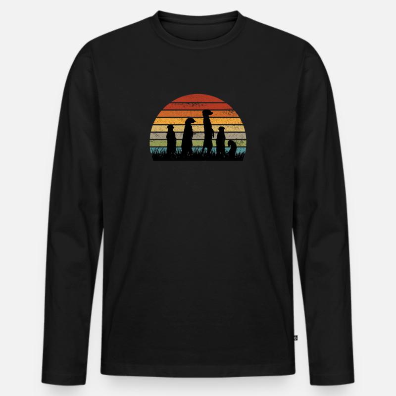 Erdmännchen retro vintage - Männer Premium Bio Langarmshirt - Schwarz