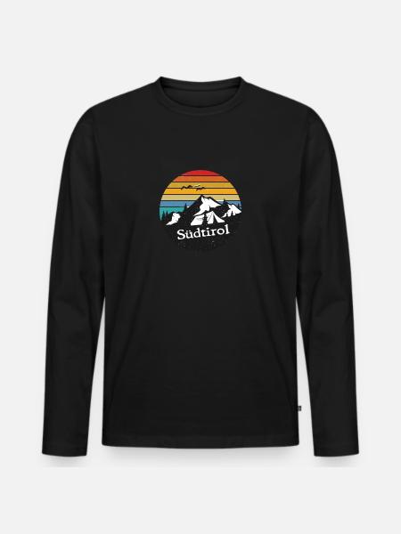 Retro Südtiroler Berge Motiv - Männer Premium Bio Langarmshirt - Schwarz