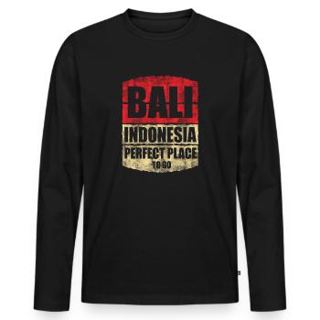 Bali - Männer Premium Bio Langarmshirt - Schwarz - Vorne - Nico (187cm)