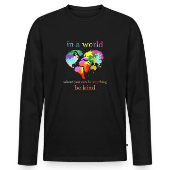 Coeur dans un monde où vous pouvez être quelque chose soit gentil - T-shirt manches longues Premium bio Homme - noir - Devant - Nico (187cm)