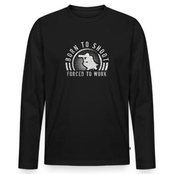 Photographie Proverbe, Né pour photographier - T-shirt manches longues Premium bio Homme - noir - Devant - Nico (187cm)