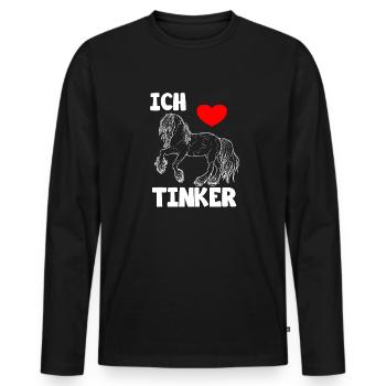 Ich liebe Tinker Pferde - Männer Premium Bio Langarmshirt - Schwarz - Vorne - Nico (187cm)