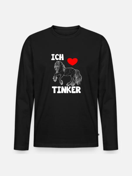 Ich liebe Tinker Pferde - Männer Premium Bio Langarmshirt - Schwarz