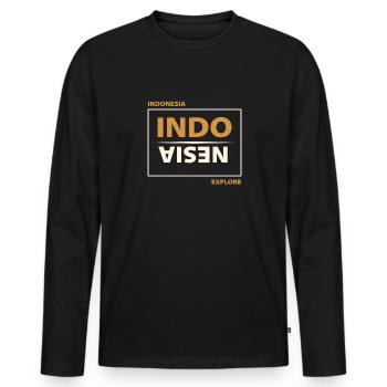 Indonésie - T-shirt manches longues Premium bio Homme - noir - Devant - Nico (187cm)