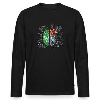 Gehirn Wissenschaft Neurologie Geschenk Design Kunst Idee drucken - Männer Premium Bio Langarmshirt - Schwarz - Vorne - Nico (187cm)