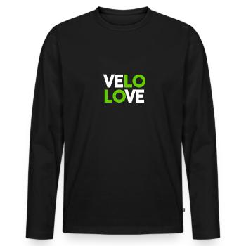 Bike Love Velo Love Gift - Men's Premium Organic Long Sleeve Shirt - black - Front - Nico (187cm)