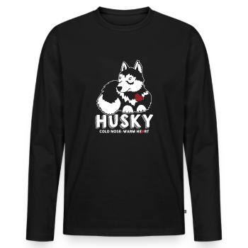 Siberian Husky Nose Cold Heart Warm - Men's Premium Organic Long Sleeve Shirt - black - Front - Nico (187cm)