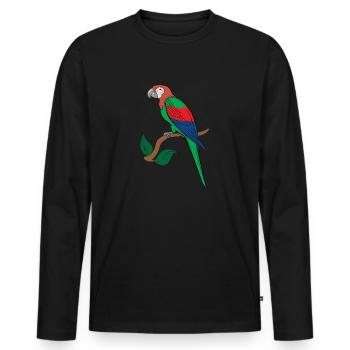 Dessin ara perroquet - T-shirt manches longues Premium bio Homme - noir - Devant - Nico (187cm)