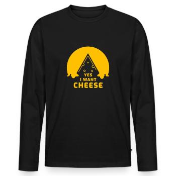 Käse - Männer Premium Bio Langarmshirt - Schwarz - Vorne - Nico (187cm)