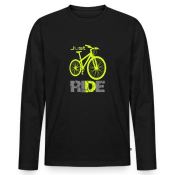 Bicycle Logo Simply Driving Motto - Men's Premium Organic Long Sleeve Shirt - black - Front - Nico (187cm)