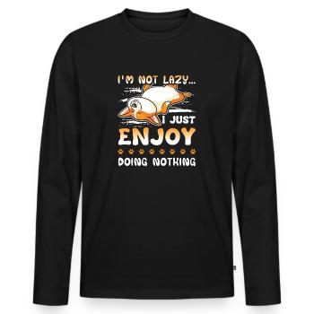 Corgi Lazy Corgi - Men's Premium Organic Long Sleeve Shirt - black - Front - Nico (187cm)