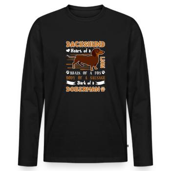 Dackel Lustiger Dackel - Männer Premium Bio Langarmshirt - Schwarz - Vorne - Nico (187cm)