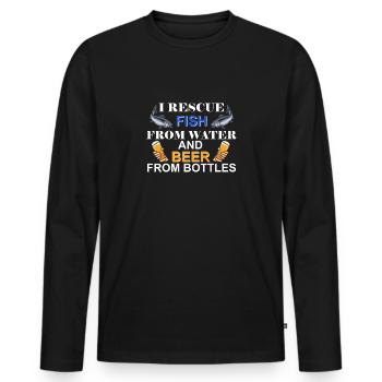 i rescue fish from water and beer from bottles - Men's Premium Organic Long Sleeve Shirt - black - Front - Nico (187cm)