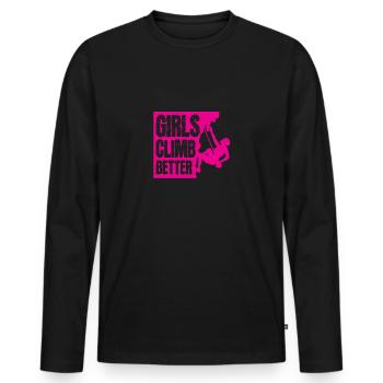 Mädchen Klettern Besser Logo - Männer Premium Bio Langarmshirt - Schwarz - Vorne - Nico (187cm)