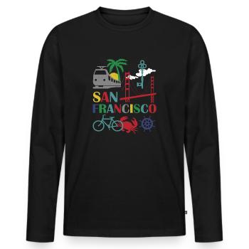 Berühmte San Francisco Outline Geschenk Design Golden - Männer Premium Bio Langarmshirt - Schwarz - Vorne - Nico (187cm)