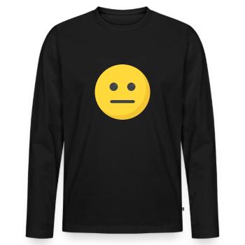 Funny Straight Face Emoticon Nettes neutrales Gesicht - Männer Premium Bio Langarmshirt - Schwarz - Vorne - Nico (187cm)