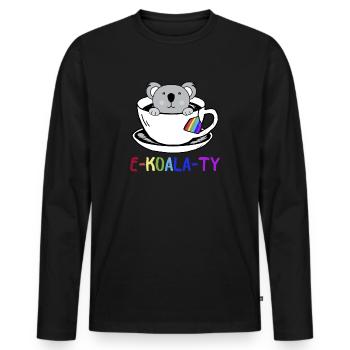 Regenbogen-Flaggen-Gay Pride-Koala-Geschenk-Design-Idee - Männer Premium Bio Langarmshirt - Schwarz - Vorne - Nico (187cm)