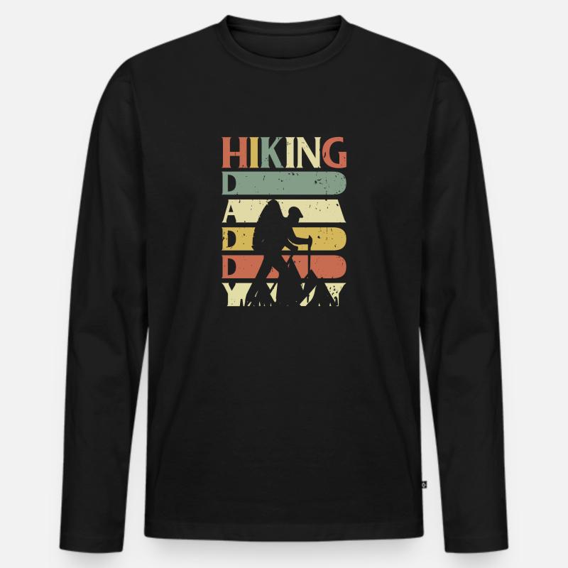HIKING DADDY - Männer Premium Bio Langarmshirt - Schwarz