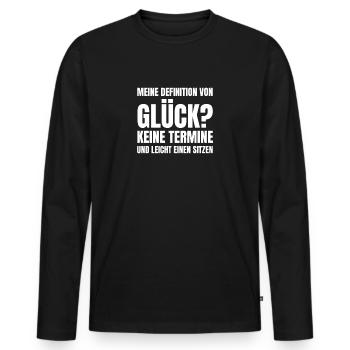 Meine Definition Von Glück? Keine Termine Und Lei - Männer Premium Bio Langarmshirt - Schwarz - Vorne - Nico (187cm)