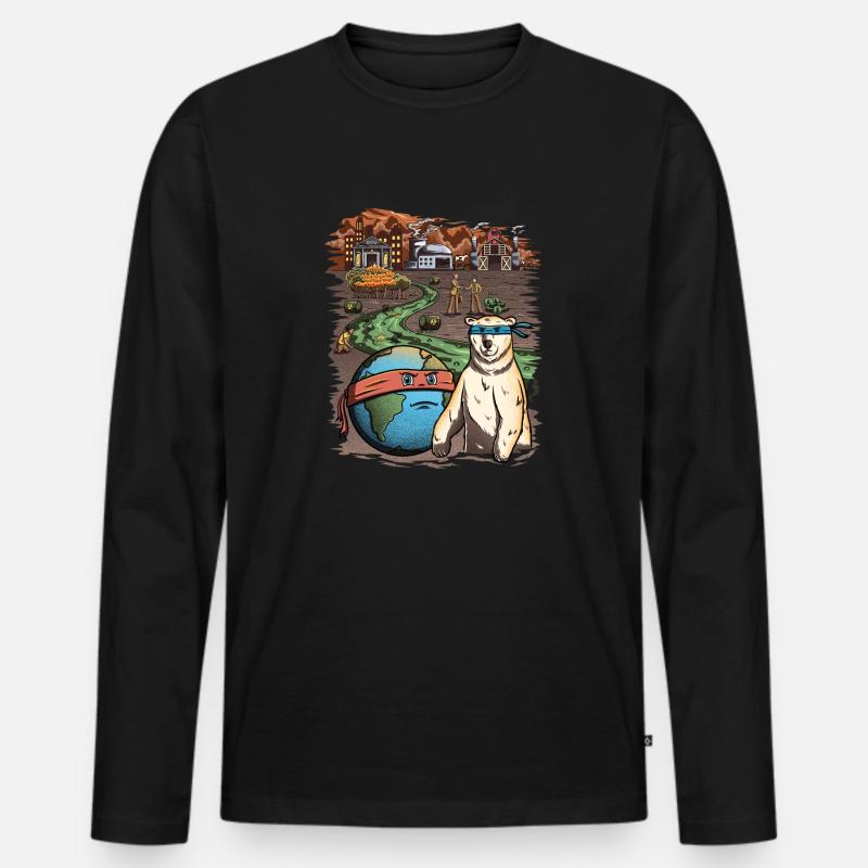 Rette die Welt! - Männer Premium Bio Langarmshirt - Schwarz