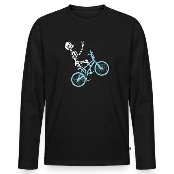 BMX Rider Skeleton Gift Design For Bike Fans - Men's Premium Organic Long Sleeve Shirt - black - Front - Nico (187cm)