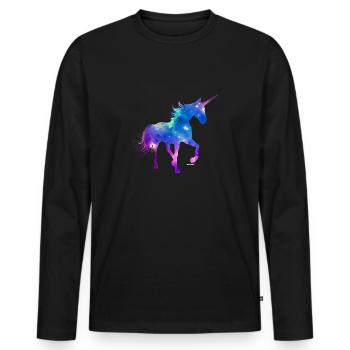 Coloré arc-en-ciel douce idée cadeau licorne - T-shirt manches longues Premium bio Homme - noir - Devant - Nico (187cm)