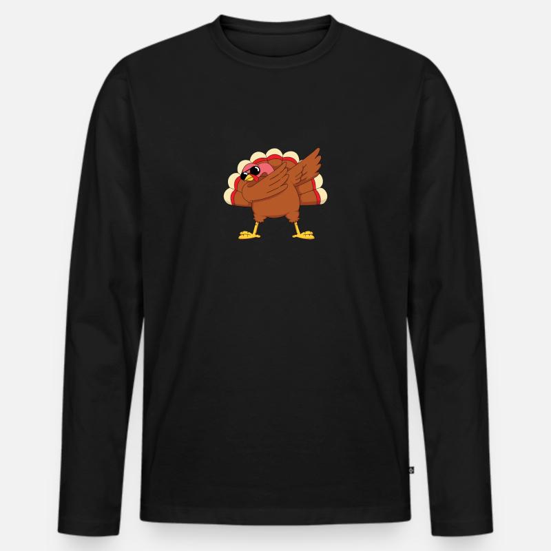 Erntedank Dabbing Truthahn - Männer Premium Bio Langarmshirt - Schwarz