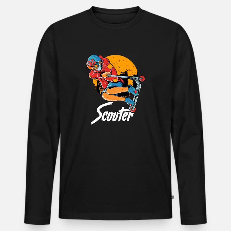 Lustige Roller-Kinderreittricks - Männer Premium Bio Langarmshirt - Schwarz