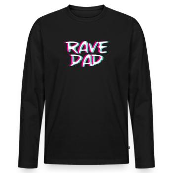 Techno Rave Dad Trippy Glitch Music Hardstyle Tekk - Men's Premium Organic Long Sleeve Shirt - black - Front - Nico (187cm)