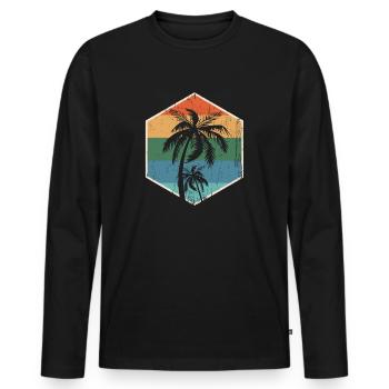 Vintage Retro California Palm Tree Design design - Men's Premium Organic Long Sleeve Shirt - black - Front - Nico (187cm)