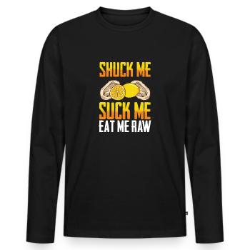 Funny Oyster Eating Gift graphic - Men's Premium Organic Long Sleeve Shirt - black - Front - Nico (187cm)