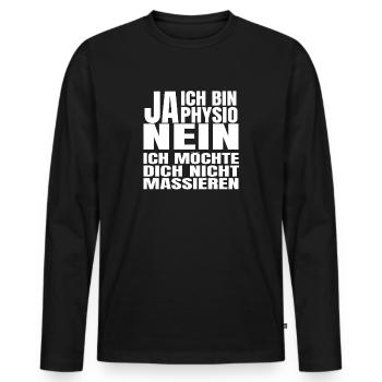 Lustiger Spruch Physio Massage - Männer Premium Bio Langarmshirt - Schwarz - Vorne - Nico (187cm)