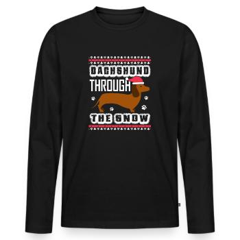 Weihnachtsdachshund Durch Den Schnee - Männer Premium Bio Langarmshirt - Schwarz - Vorne - Nico (187cm)