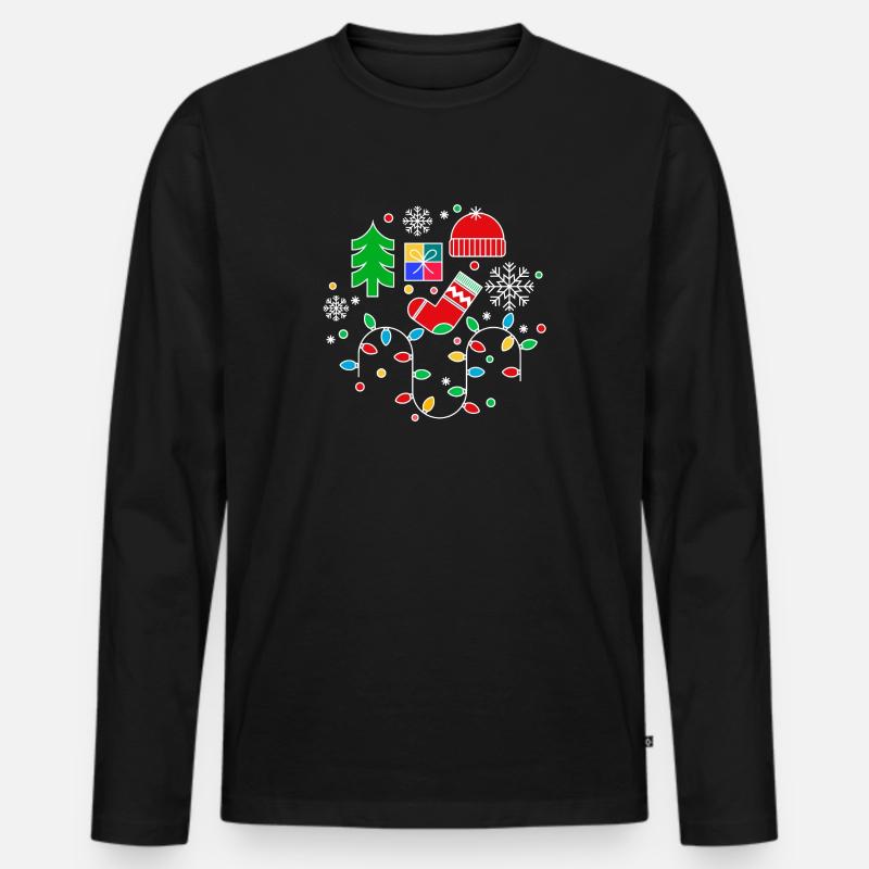 Frohe Weihnachten - Männer Premium Bio Langarmshirt - Schwarz