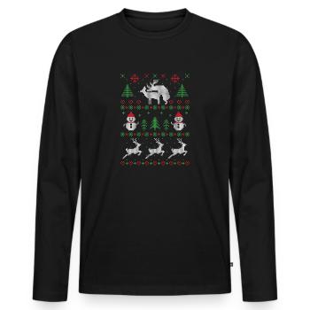 Funny Christmas Sex Ugly Sweater Gift - Men's Premium Organic Long Sleeve Shirt - black - Front - Nico (187cm)