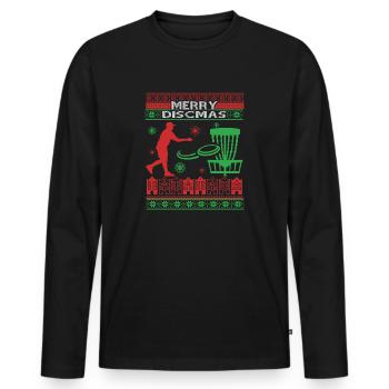 Drôle Disc Golf de Noël - T-shirt manches longues Premium bio Homme - noir - Devant - Nico (187cm)