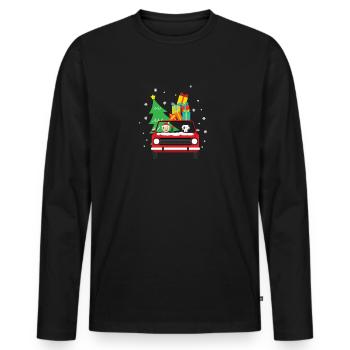 Weihnachten Auto Dalmatiner Hund - Männer Premium Bio Langarmshirt - Schwarz - Vorne - Nico (187cm)