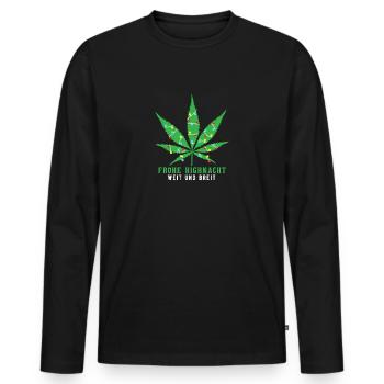 Marijuana haute feuille de chanvre de Noël - T-shirt manches longues Premium bio Homme - noir - Devant - Nico (187cm)