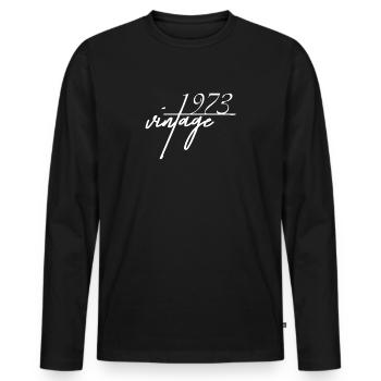 Vintage 1973. 1973 Geburtstagsgeschenk - Männer Premium Bio Langarmshirt - Schwarz - Vorne - Nico (187cm)