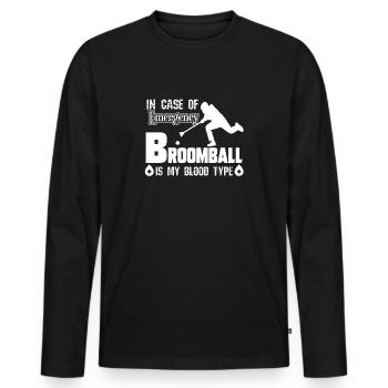 Broomball ist meine Blutgruppe - Männer Premium Bio Langarmshirt - Schwarz - Vorne - Nico (187cm)