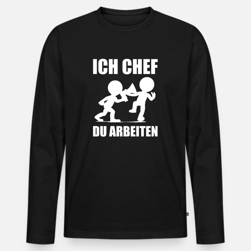 Ich Chef, Du arbeiten - Männer Premium Bio Langarmshirt - Schwarz