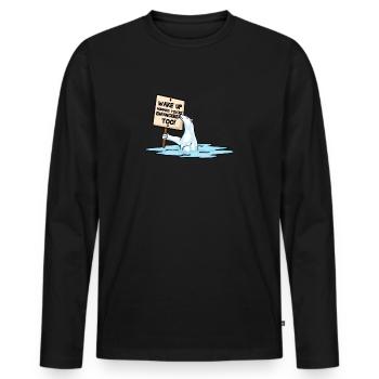 Eisbär und Menschen vom Aussterben bedroht Klima - Männer Premium Bio Langarmshirt - Schwarz - Vorne - Nico (187cm)