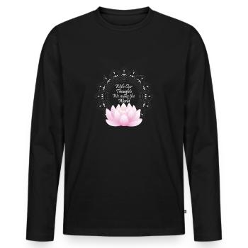 Bouddha Bouddhisme Lotus Fleur yoga occultisme - T-shirt manches longues Premium bio Homme - noir - Devant - Nico (187cm)