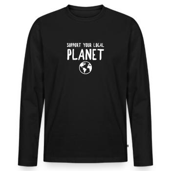 Support your local planet - Men's Premium Organic Long Sleeve Shirt - black - Front - Nico (187cm)
