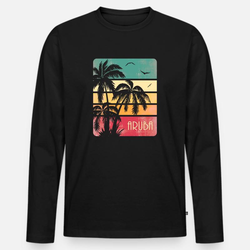 Aruba - Männer Premium Bio Langarmshirt - Schwarz