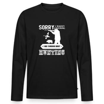 Chasse Je pensais à la chasse - T-shirt manches longues Premium bio Homme - noir - Devant - Nico (187cm)