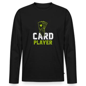 card game - Men's Premium Organic Long Sleeve Shirt - black - Front - Nico (187cm)