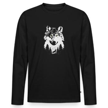 The wolf in the woods artistic nature novelty - Men's Premium Organic Long Sleeve Shirt - black - Front - Nico (187cm)